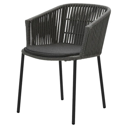 Moments Outdoor Stackable Chair - Black Seat Cushion, Dark Gray Rope Frame