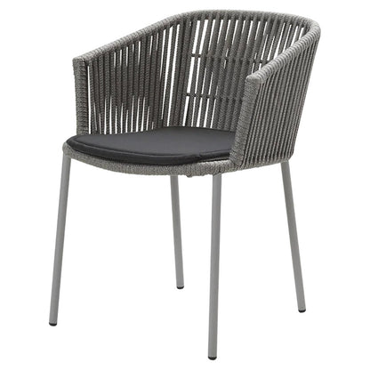 Moments Outdoor Stackable Chair - Black Seat Cushion, Gray Rope Frame