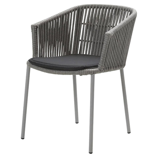 Moments Outdoor Stackable Chair - Black Seat Cushion, Gray Rope Frame