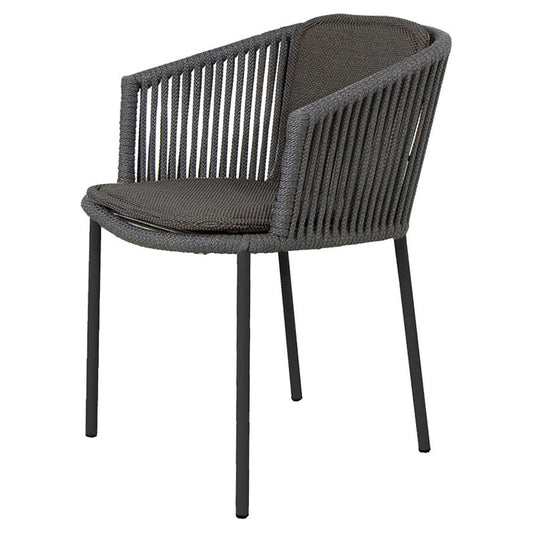 Moments Outdoor Stackable Chair - Dark Gray Cushions, Dark Gray Rope Frame