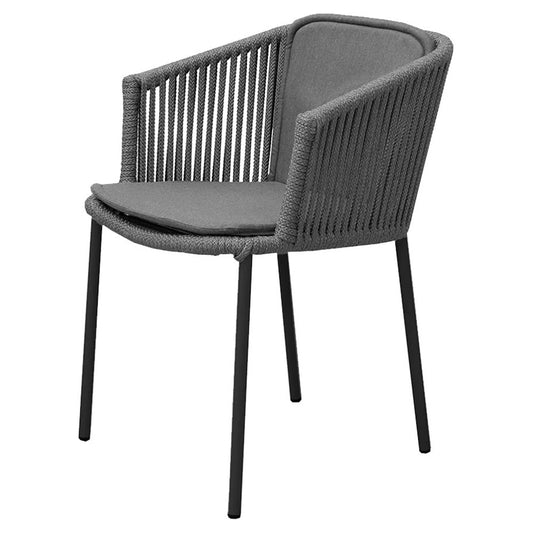Moments Outdoor Stackable Chair - Gray Cushions, Dark Gray Rope Frame