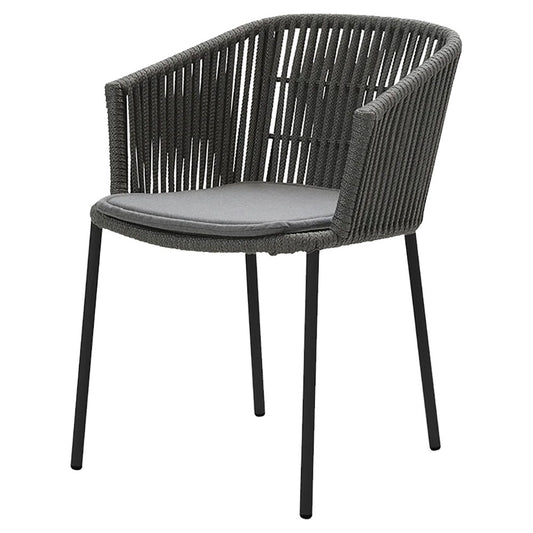 Moments Outdoor Stackable Chair - Gray Seat Cushion, Dark Gray Rope Frame