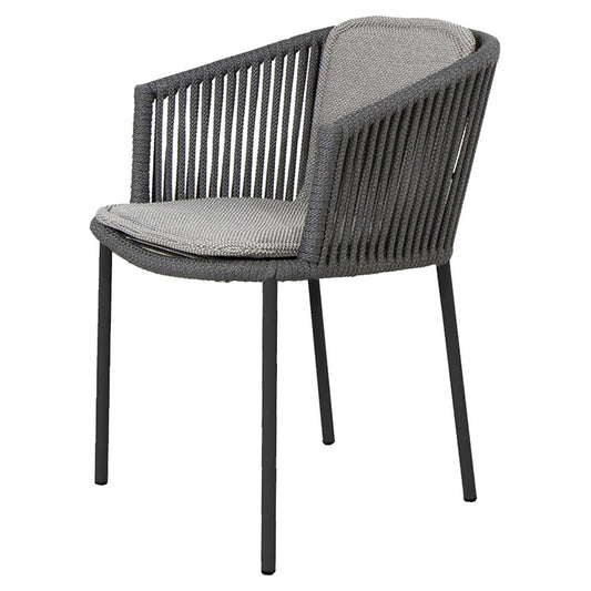 Moments Outdoor Stackable Chair - Light Gray Focus Cushions, Dark Gray Rope Frame
