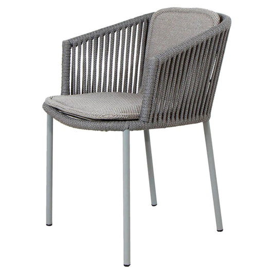 Moments Outdoor Stackable Chair - Light Gray Focus Cushions, Gray Rope Frame