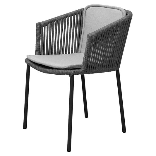 Moments Outdoor Stackable Chair - Light Gray Natte Cushions, Dark Gray Rope Frame