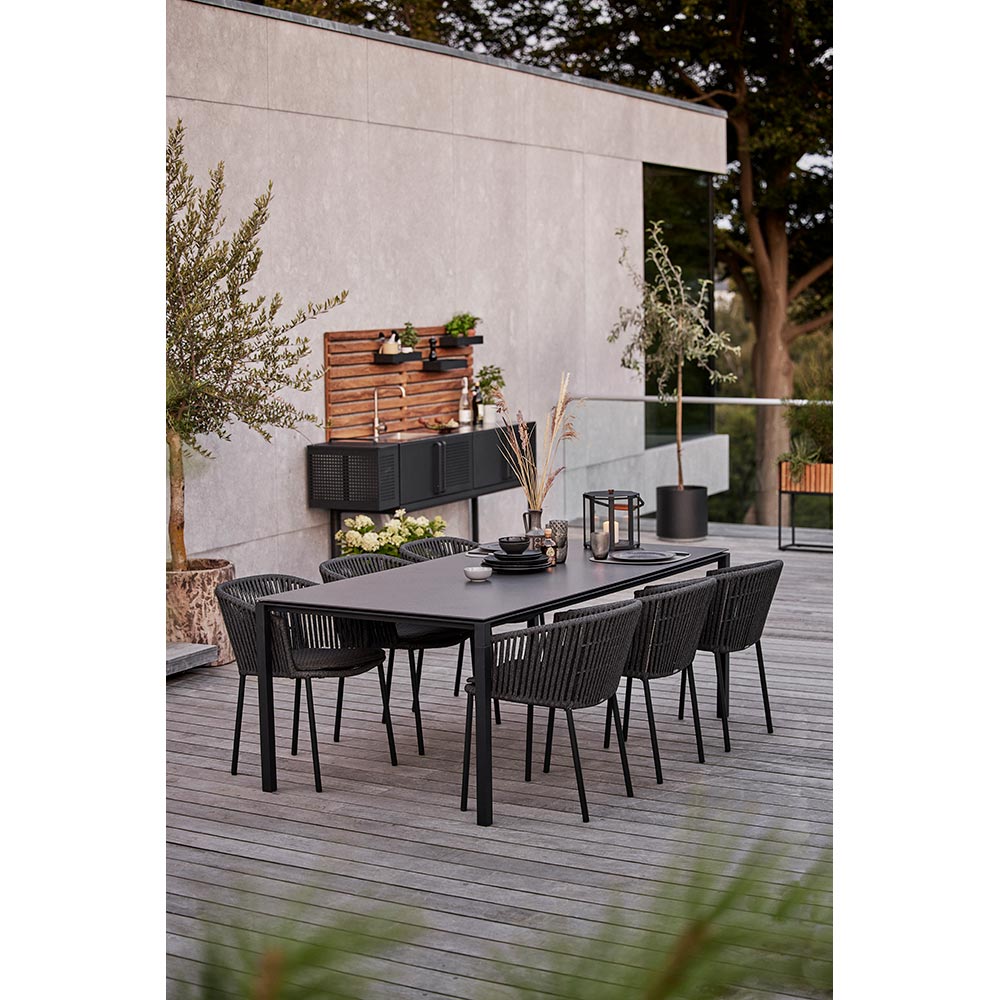 Moments Outdoor Stackable Chair - Light Gray Natte Cushions, Dark Gray Rope Frame