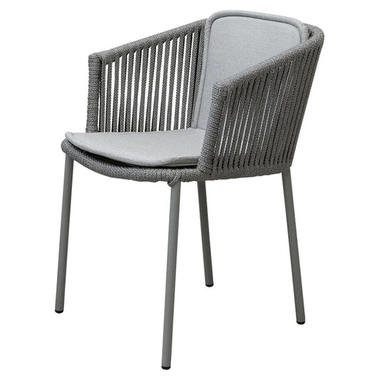 Moments Outdoor Stackable Chair - Light Gray Natte Cushions, Gray Rope Frame