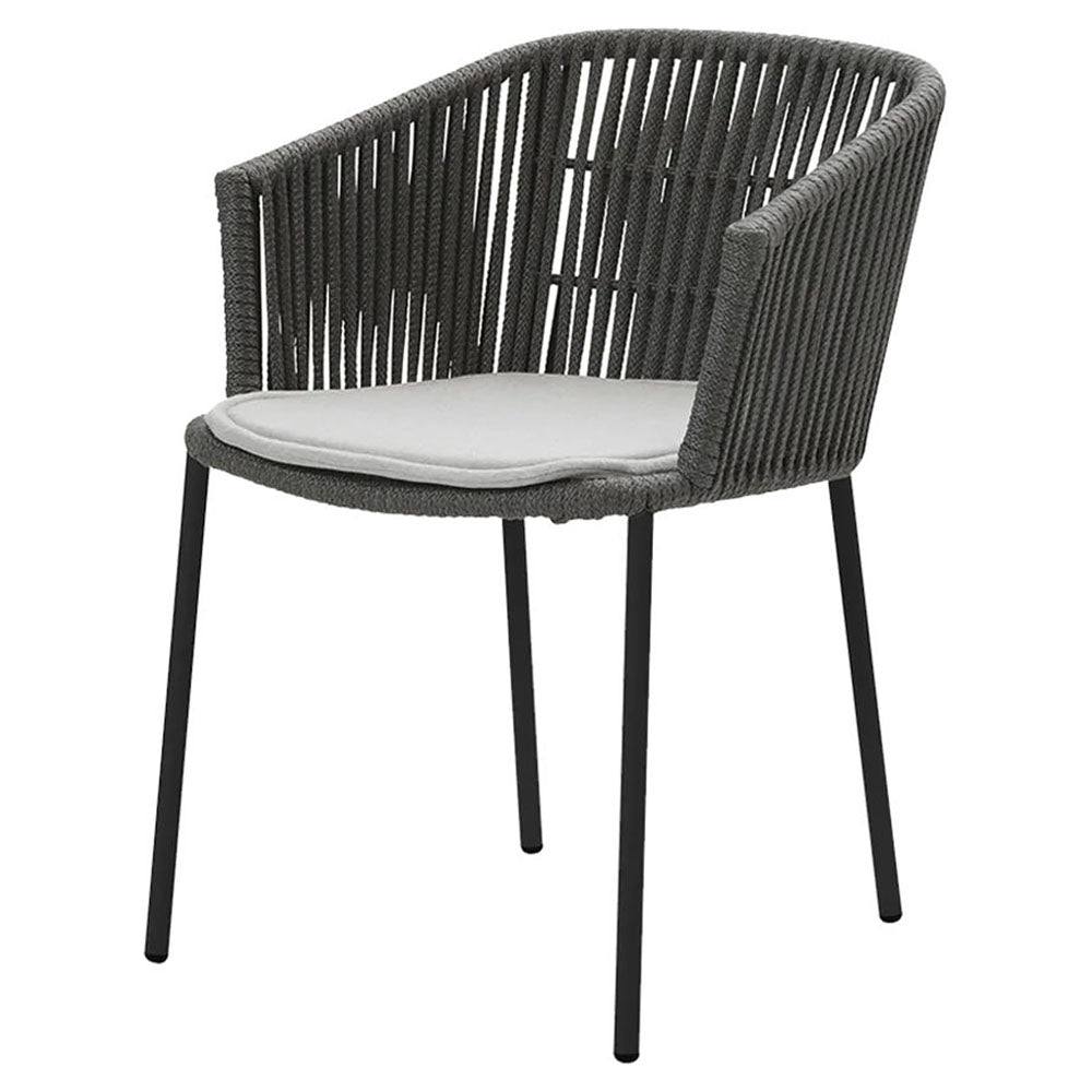 Moments Outdoor Stackable Chair - Light Gray Seat Cushion, Dark Gray Rope Frame
