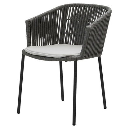 Moments Outdoor Stackable Chair - Light Gray Seat Cushion, Dark Gray Rope Frame