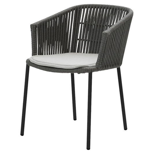 Moments Outdoor Stackable Chair - Light Gray Seat Cushion, Dark Gray Rope Frame