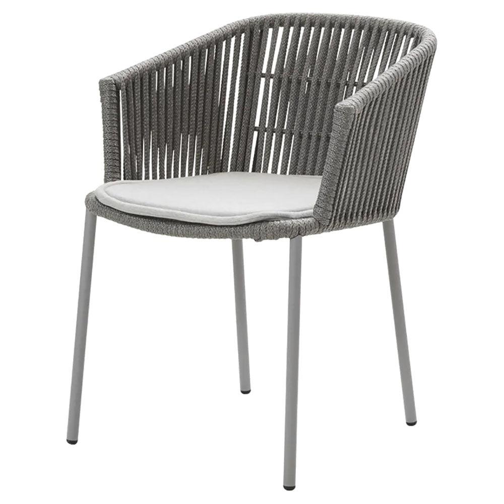 Moments Outdoor Stackable Chair - Light Gray Seat Cushion, Gray Rope Frame
