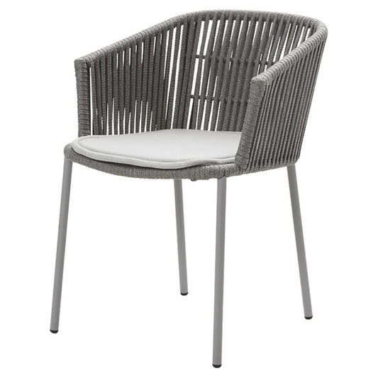 Moments Outdoor Stackable Chair - Light Gray Seat Cushion, Gray Rope Frame