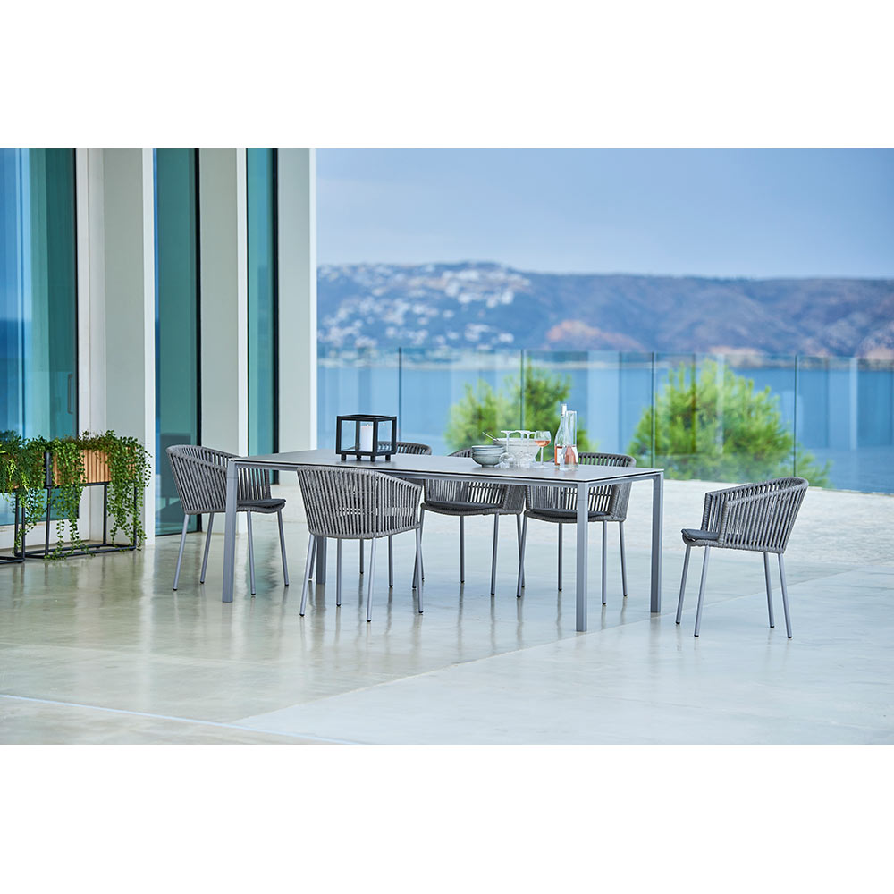 Moments Outdoor Stackable Chair - Light Gray Seat Cushion, Gray Rope Frame