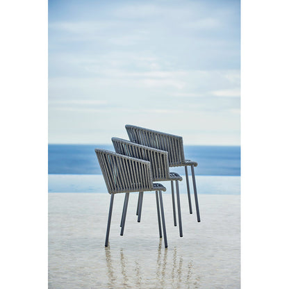 Moments Outdoor Stackable Chair - Light Gray Seat Cushion, Gray Rope Frame