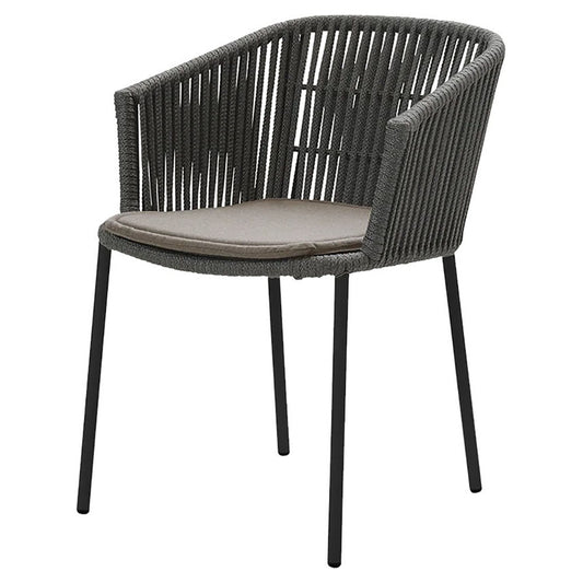 Moments Outdoor Stackable Chair - Taupe Seat Cushion, Dark Gray Rope Frame