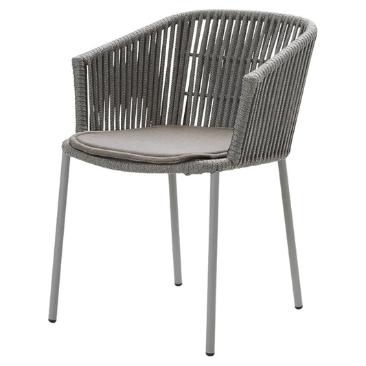 Moments Outdoor Stackable Chair - Taupe Seat Cushion, Gray Rope Frame