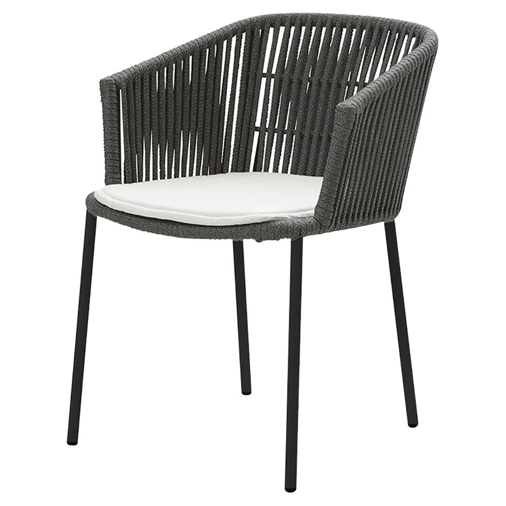 Moments Outdoor Stackable Chair - White Seat Cushion, Dark Gray Rope Frame