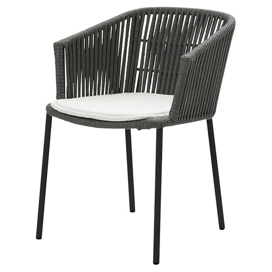 Moments Outdoor Stackable Chair - White Seat Cushion, Dark Gray Rope Frame