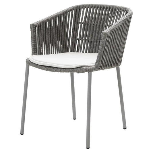 Moments Outdoor Stackable Chair - White Seat Cushion, Gray Rope Frame