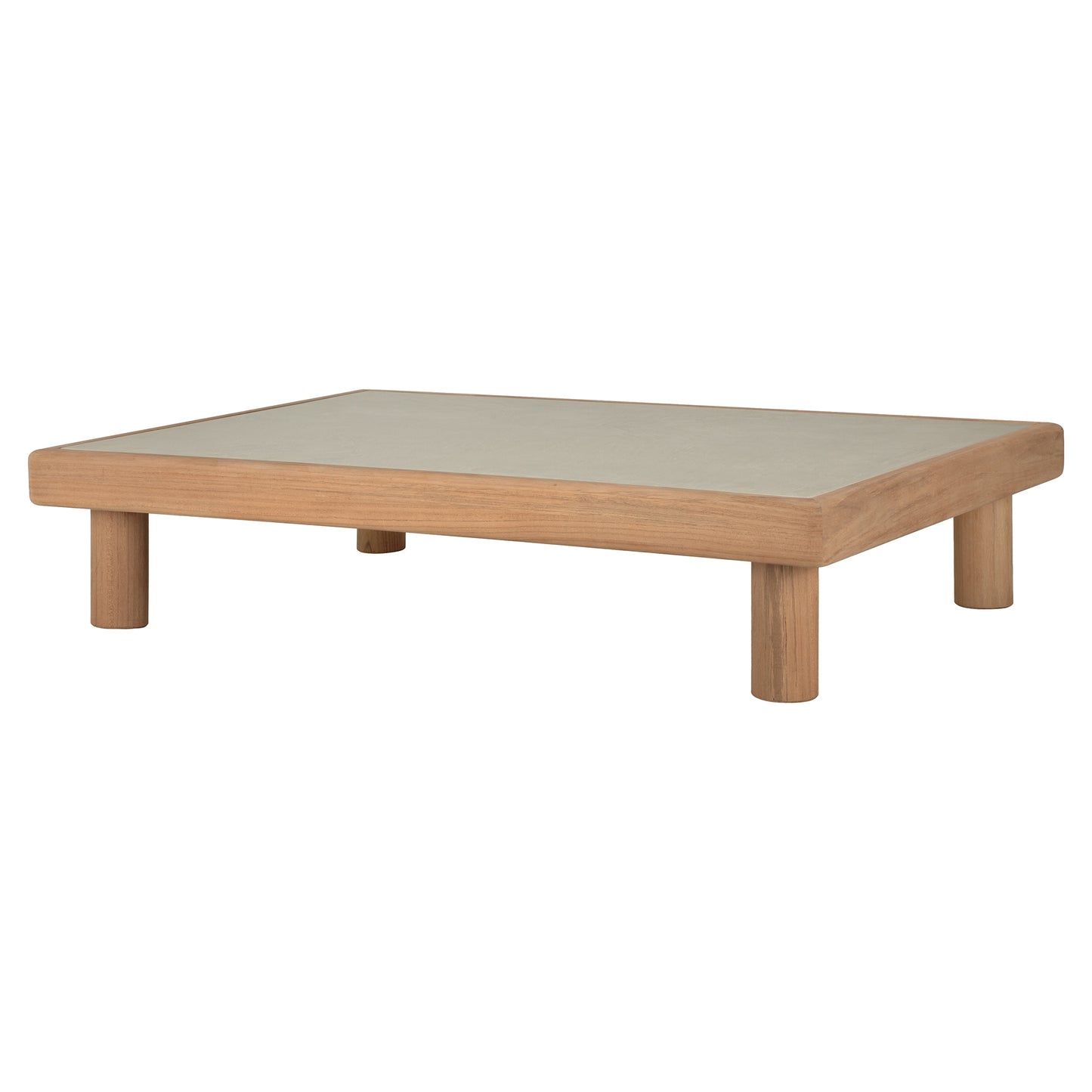 Monocle Outdoor Rectangular Coffee Table - Concrete, Teak