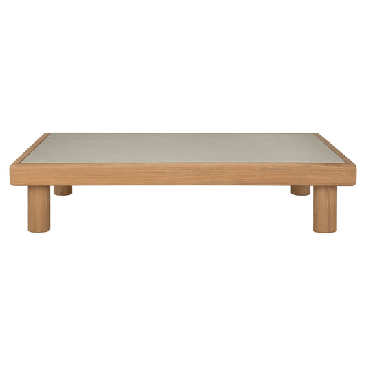 Monocle Outdoor Rectangular Coffee Table - Concrete, Teak