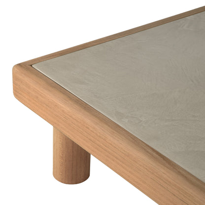 Monocle Outdoor Rectangular Coffee Table - Concrete, Teak