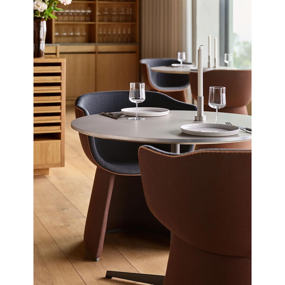 Monolit Dining Chair With Leather Piping - Vidar 182, Sunniva 363