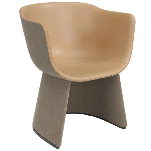 Monolit Lounge Chair With Leather Piping - Natural Leather, Sunniva 233