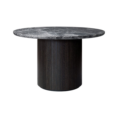 Moon Round Dining Table - Gray Marble Top, Black/Brown Base
