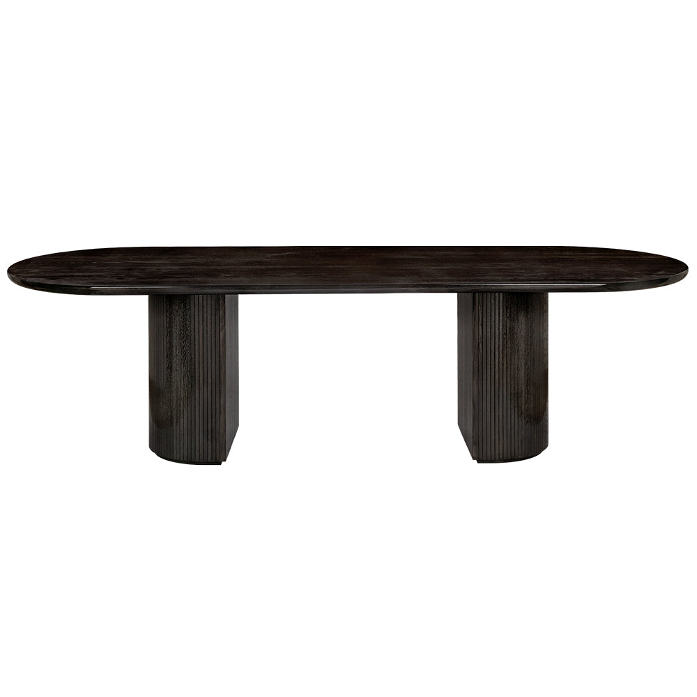 Moon Elliptical Dining Table - Brown/Black Stained Veneer Oak