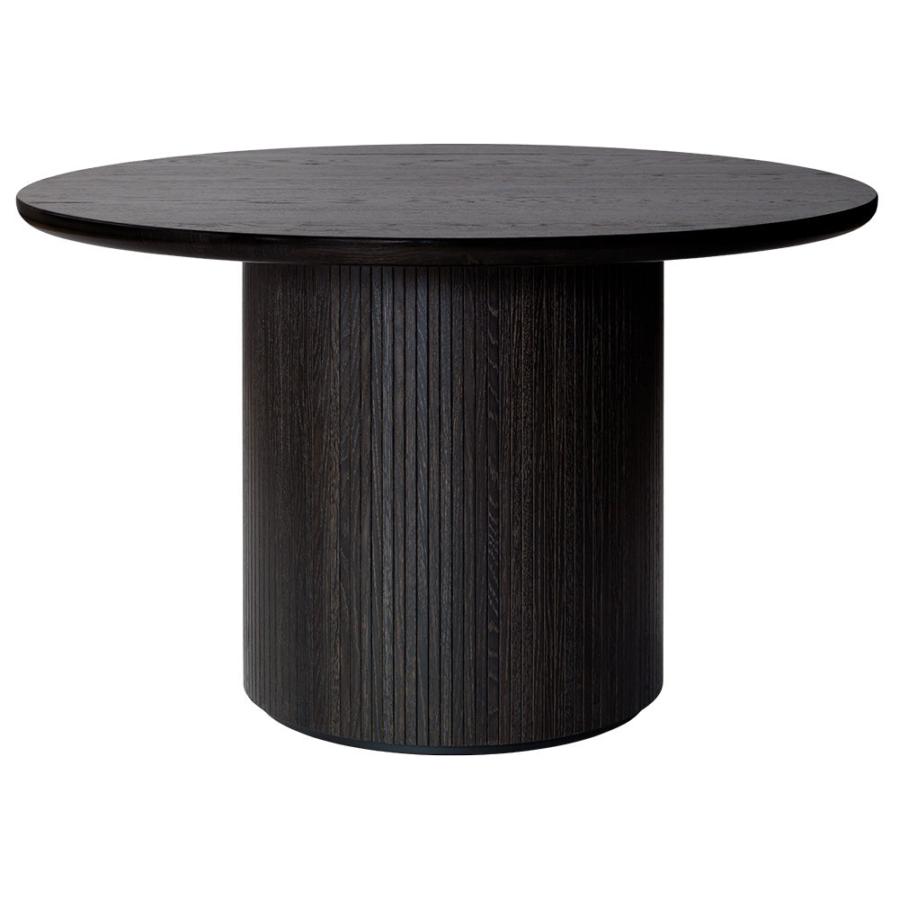 Moon Round Dining Table - Veneer Oak, Brown/Black Finish