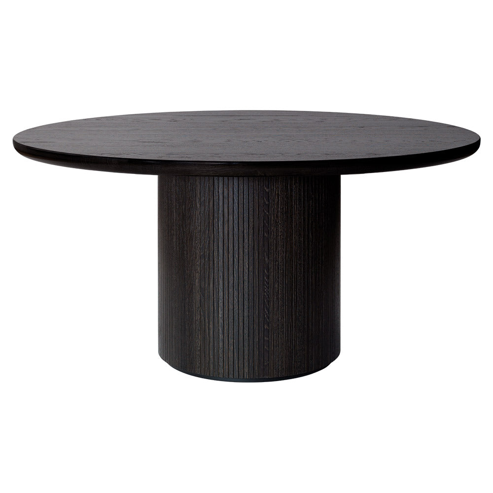 Moon Round Dining Table - Veneer Oak, Brown/Black Finish