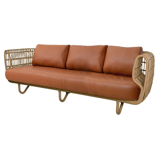 Nest 3 Seater Sofa - Cognac Leather Cushions