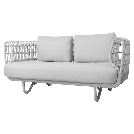 Nest Outdoor 2 Seater Sofa - White Cushions, White Weave Frame