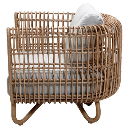 Nest Outdoor Lounge Chair - Light Gray Cushions, Natural Weave Frame