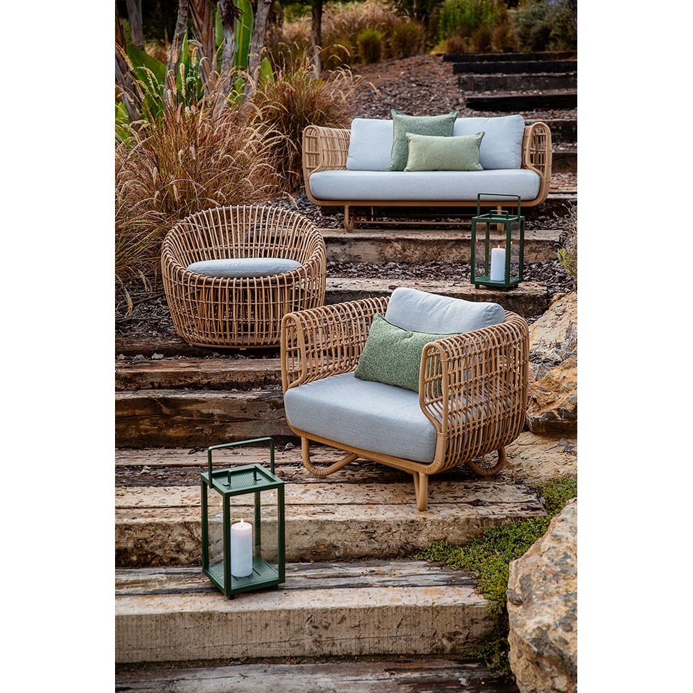Nest Outdoor Lounge Chair - Light Gray Cushions, Natural Weave Frame
