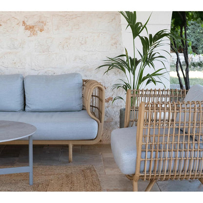 Nest Outdoor Lounge Chair - White Cushions, White Weave Frame