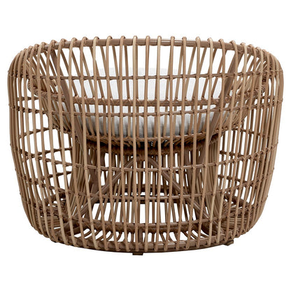 Nest Outdoor Round Chair - Light Gray Cushions, Natural Weave Frame