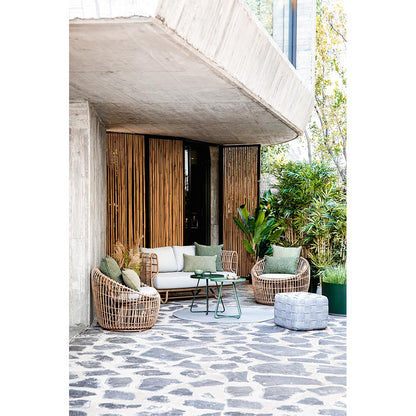 Nest Outdoor Round Chair - Light Gray Cushions, Natural Weave Frame