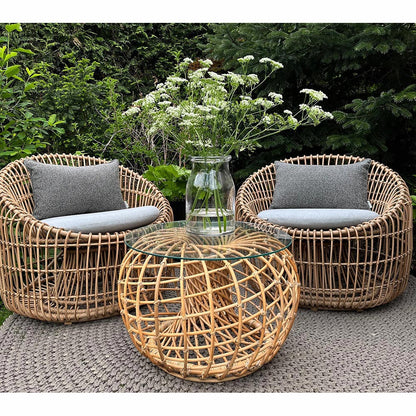 Nest Outdoor Round Chair - White Cushions, White Weave Frame