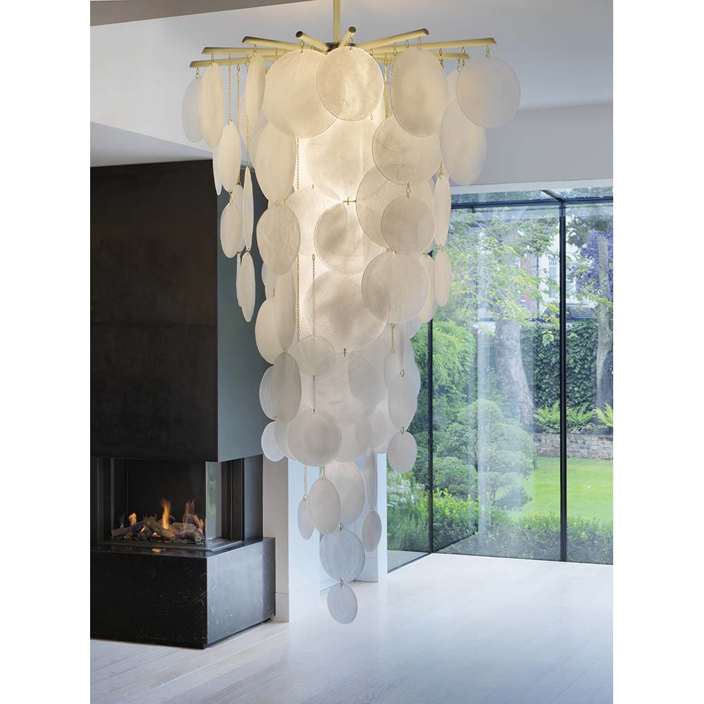 Nimbus Cascade Pendant - Satin Brass, Glass