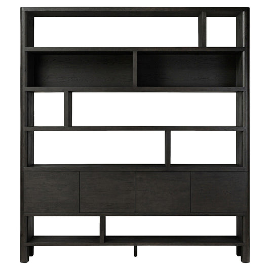 Noeline Wide Bookcase - Smoked Black Oak