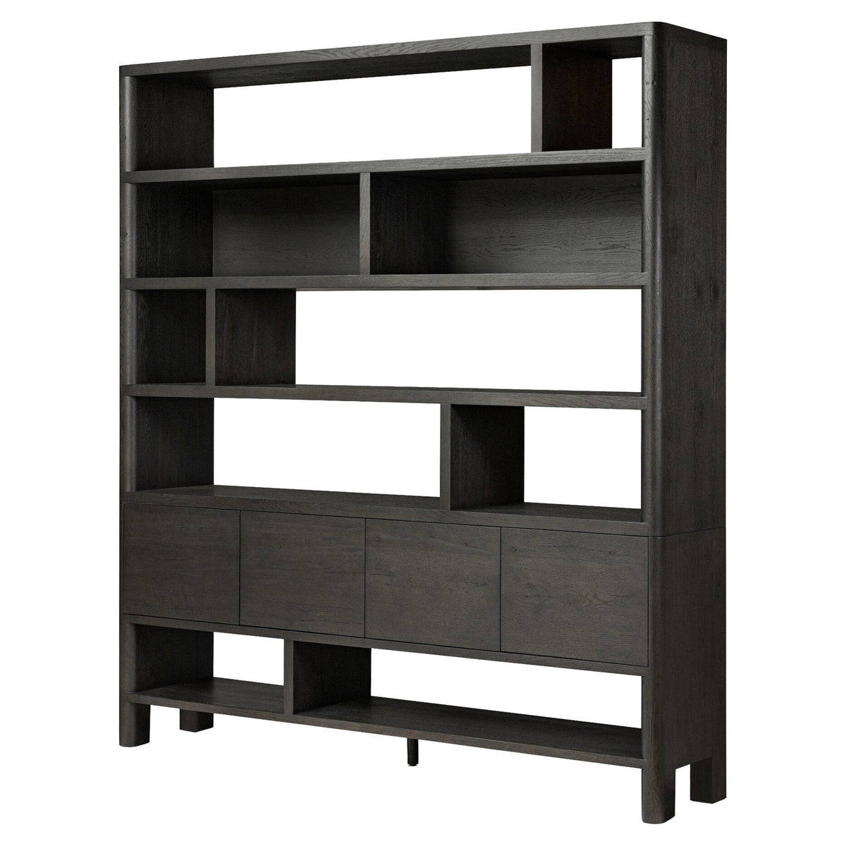 Noeline Wide Bookcase - Smoked Black Oak