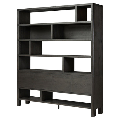 Noeline Wide Bookcase - Smoked Black Oak