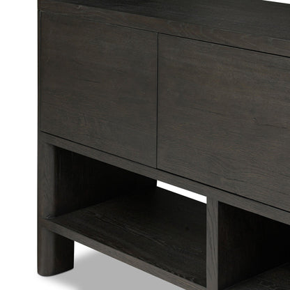 Noeline Wide Bookcase - Smoked Black Oak