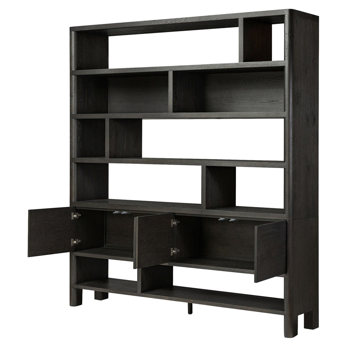 Noeline Wide Bookcase - Smoked Black Oak