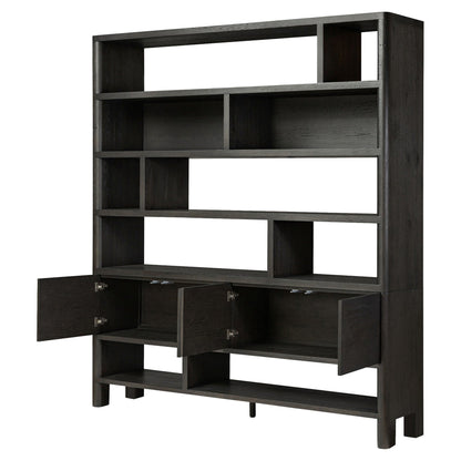 Noeline Wide Bookcase - Smoked Black Oak