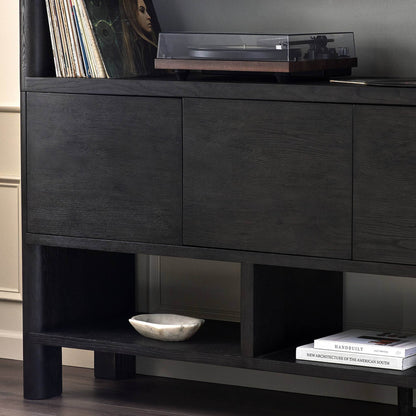 Noeline Wide Bookcase - Smoked Black Oak
