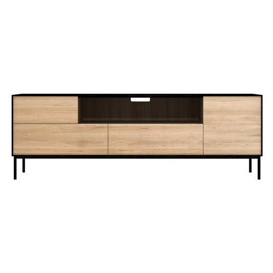 Oak Blackbird TV cupboard - 1 door - 1 flip-down door - 2 drawers