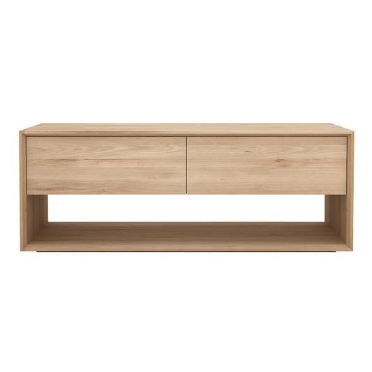 Oak Nordic TV cupboard - 1 flip-down door - 1 drawer